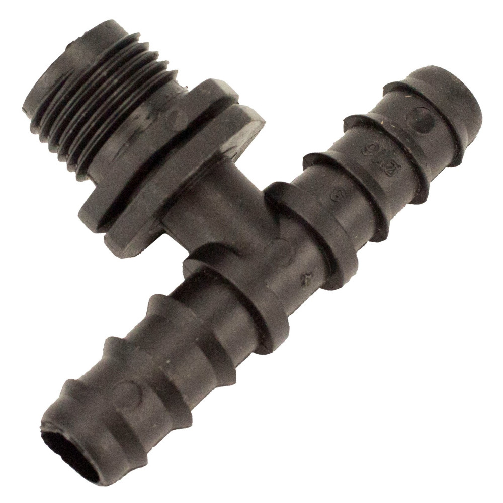 Трійник для крапельної трубки 16 мм зовнішнє різьблення 1/2"