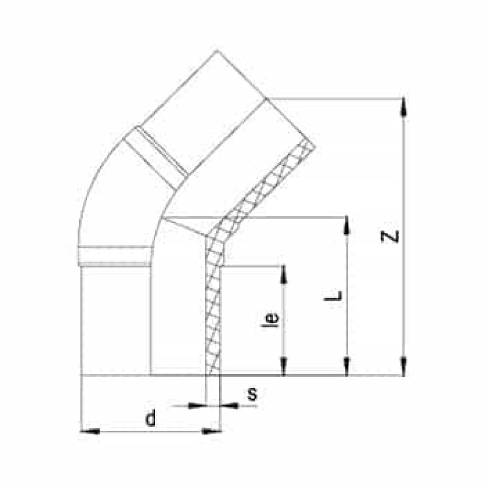 45° Коліно лите ПЕ100 SDR11
