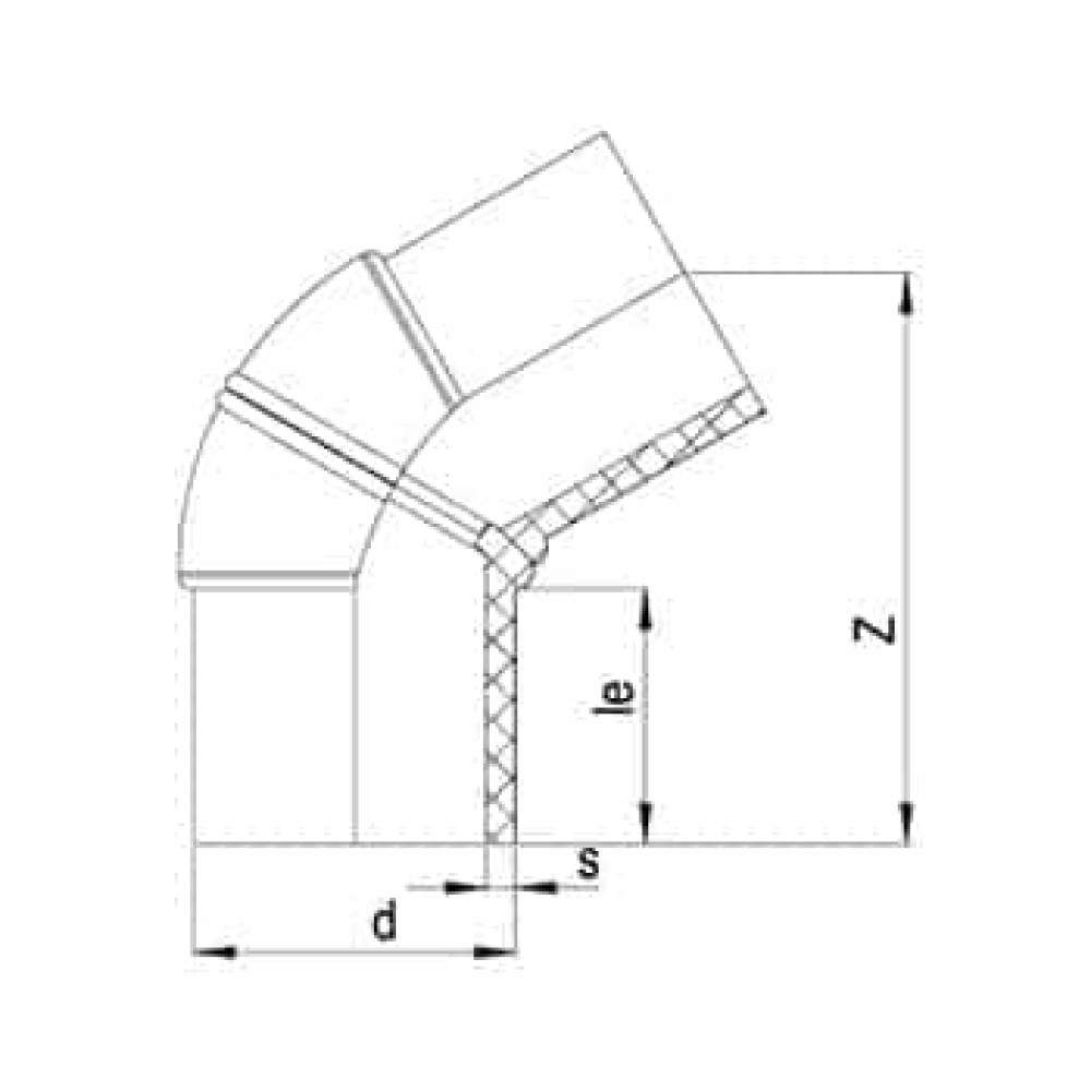 60° Коліно лите ПЕ100 SDR11-Один сегмент