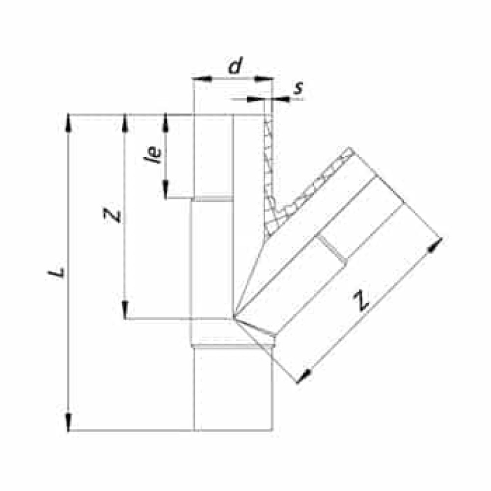 Трійник литий 45° ПЕ100 SDR11