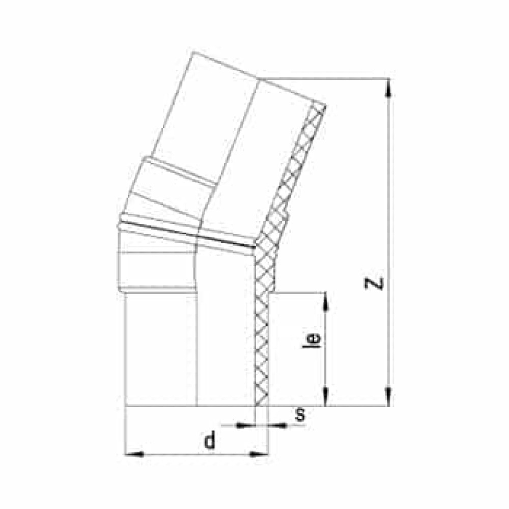 22° Коліно лите ПЕ100 SDR17-Один сегмент