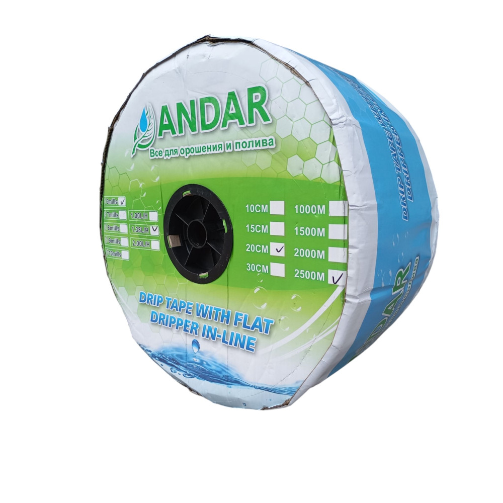 Крапельна стрічка емітерна ANDAR 20см 6mil 1.38 л/год (2500м)